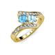 3 - Eleni Blue Topaz and Aquamarine with Side Diamonds Bypass Ring 