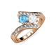 3 - Eleni Blue Topaz and White Sapphire with Side Diamonds Bypass Ring 