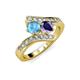 3 - Eleni Blue Topaz and Iolite with Side Diamonds Bypass Ring 