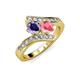 3 - Eleni Iolite and Pink Tourmaline with Side Diamonds Bypass Ring 