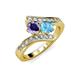 3 - Eleni Iolite and Blue Topaz with Side Diamonds Bypass Ring 