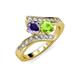 3 - Eleni Iolite and Peridot with Side Diamonds Bypass Ring 