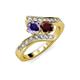 3 - Eleni Iolite and Red Garnet with Side Diamonds Bypass Ring 