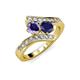 3 - Eleni Iolite and Blue Sapphire with Side Diamonds Bypass Ring 