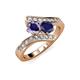 3 - Eleni Iolite and Blue Sapphire with Side Diamonds Bypass Ring 