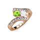 3 - Eleni Peridot and White Sapphire with Side Diamonds Bypass Ring 