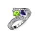 3 - Eleni Peridot and Iolite with Side Diamonds Bypass Ring 