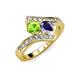 3 - Eleni Peridot and Iolite with Side Diamonds Bypass Ring 