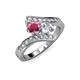 3 - Eleni Rhodolite Garnet and Diamond with Side Diamonds Bypass Ring 