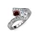 3 - Eleni Red Garnet and Diamond with Side Diamonds Bypass Ring 
