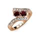 3 - Eleni Red Garnet with Side Diamonds Bypass Ring 