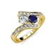 3 - Eleni Diamond and Blue Sapphire with Side Diamonds Bypass Ring 