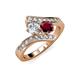 3 - Eleni Diamond and Ruby with Side Diamonds Bypass Ring 