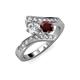 3 - Eleni Diamond and Red Garnet with Side Diamonds Bypass Ring 