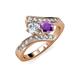 3 - Eleni Diamond and Amethyst with Side Diamonds Bypass Ring 