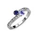 3 - Olena Blue Sapphire and Tanzanite with Side Diamonds Bypass Ring 
