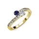 3 - Olena Blue Sapphire and Diamond with Side Diamonds Bypass Ring 