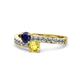 1 - Olena Blue and Yellow Sapphire with Side Diamonds Bypass Ring 