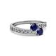 2 - Olena Blue Sapphire with Side Diamonds Bypass Ring 