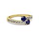 2 - Olena Blue Sapphire with Side Diamonds Bypass Ring 