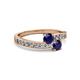 2 - Olena Blue Sapphire with Side Diamonds Bypass Ring 