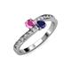3 - Olena Pink and Blue Sapphire with Side Diamonds Bypass Ring 
