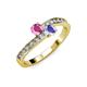 3 - Olena Pink Sapphire and Tanzanite with Side Diamonds Bypass Ring 