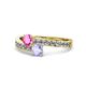 1 - Olena Pink Sapphire and Tanzanite with Side Diamonds Bypass Ring 