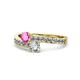 1 - Olena Pink Sapphire and Diamond with Side Diamonds Bypass Ring 