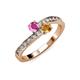 3 - Olena Pink Sapphire and Citrine with Side Diamonds Bypass Ring 