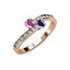 3 - Olena Pink Sapphire and Iolite with Side Diamonds Bypass Ring 