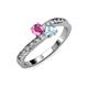 3 - Olena Pink Sapphire and Aquamarine with Side Diamonds Bypass Ring 