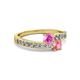 2 - Olena Pink Sapphire and Pink Tourmaline with Side Diamonds Bypass Ring 