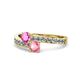 1 - Olena Pink Sapphire and Pink Tourmaline with Side Diamonds Bypass Ring 