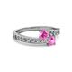 2 - Olena Pink Sapphire with Side Diamonds Bypass Ring 