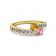 2 - Olena Citrine and Pink Tourmaline with Side Diamonds Bypass Ring 