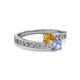 2 - Olena Citrine and Tanzanite with Side Diamonds Bypass Ring 