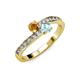 3 - Olena Citrine and Aquamarine with Side Diamonds Bypass Ring 