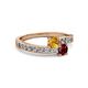 2 - Olena Citrine and Ruby with Side Diamonds Bypass Ring 