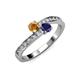 3 - Olena Citrine and Blue Sapphire with Side Diamonds Bypass Ring 