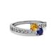 2 - Olena Citrine and Blue Sapphire with Side Diamonds Bypass Ring 
