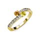 3 - Olena Citrine and Yellow Sapphire with Side Diamonds Bypass Ring 
