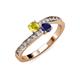 3 - Olena Yellow and Blue Sapphire with Side Diamonds Bypass Ring 