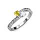 3 - Olena Yellow and White Sapphire with Side Diamonds Bypass Ring 