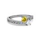 2 - Olena Yellow and White Sapphire with Side Diamonds Bypass Ring 