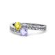 1 - Olena Yellow Sapphire and Tanzanite with Side Diamonds Bypass Ring 