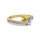 2 - Olena Yellow Sapphire and Tanzanite with Side Diamonds Bypass Ring 