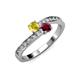 3 - Olena Yellow Sapphire and Ruby with Side Diamonds Bypass Ring 