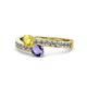 1 - Olena Yellow Sapphire and Iolite with Side Diamonds Bypass Ring 