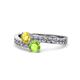 1 - Olena Yellow Sapphire and Peridot with Side Diamonds Bypass Ring 